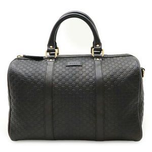 GUCCI Black Leather Boston Bag